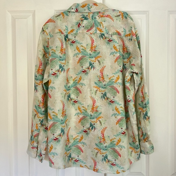 CLUB ROOM 100% Linen Tropical Long Sleeve Multi Color Button Up Shirt Size XL - Picture 11 of 13